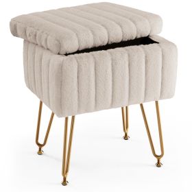 A Low Stool With Storage Function, Featuring 4 Metal Legs, Suitable For Use In The Bathroom, Living Room And Bedroom. (Option: Camel)