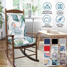 Waterproof Rocking Chair Cushion Upper And Lower Back And Seat Sets With Non-Slip Ties Oxford Cloth Surface Polyester Filling Comfortable For Indoor H (Option: BeigeColorLeafPro)