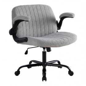 Office Chair With Wheels, Wide-leg Cross-style Desk Chair, Adjustable Rotating Chair With Flip-up Armrests (Option: Grey)