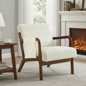 Armchair With Backrest, Made Of Solid Wood Frame, Suitable For Comfortable Reading In Small Living Rooms, Bedrooms And Guest Rooms. (Option: Beige)