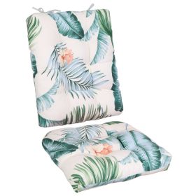 2Pcs Waterproof Rocking Chair Cushion Upper And Lower Back And Seat Sets With Non-Slip Ties Oxford Cloth Surface Polyester Filling Comfortable For Ind (Option: BeigeColorLeaf)