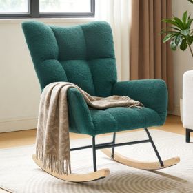 Swing Chair, Made Of Teddy Fabric, Equipped With A High Backrest And A Seat With A Cushion. (Option: Green)