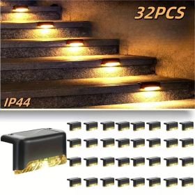 Led Solar Deck Lights 32 Pack Waterproof And Wide Use For Outdoor Stairs Step Fence Railing Yard And Patio Auto On/Off Easy Installation(Warm White) (Option: Wramlight32PCS)