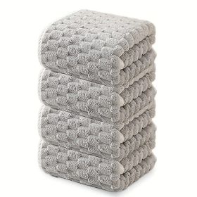 "Lifetime Durability Waffle Bath Towels - Commercial-Quality Microfiber That Lasts 300+ Washes Without Pilling or Stiffening" (Quantity: 4 piece blue)