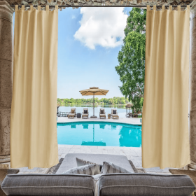 Outdoor Privacy Waterproof Fabric Mildew Resistant Tab Top Window Curtain-Beige (Option: 50x84)