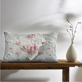 2pcs Rose Palace Style Bedroom Satin Print Soft And Skin Friendly Pillowcase (Option: 90x51cm-Pink)