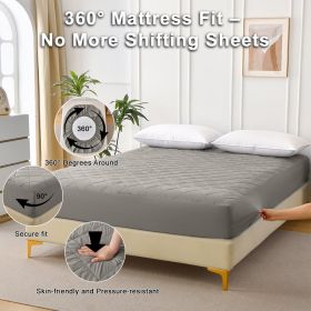 Diamond Grid Ultrasonic Waterproof Mattress Protector (Option: Gray-K)