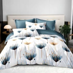 3-piece Set Of Simple And Fresh Blue And White Floral Duvet Cover, Polyester Bedroom Decoration Bedding Set Twin Full Queen King Size (Option: Full-Blue)