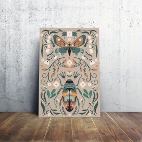 1pcs Modern Classic Wood Frame Canvas Wall Decor With Plant Flower & Butterfly Print, Girls Bedroom Wrap Canvas Painting, Animal Nature Digital A (Option: 12X8inch)