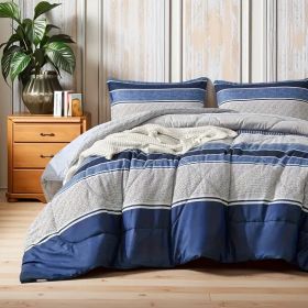3pcs duvet cover set king (duvet cover*1+Pillowcase*2) Extremely diverse styles (Style: Blue&white stripes)