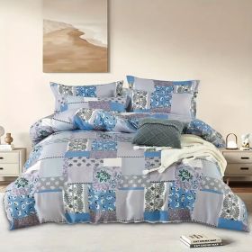 3pieces Comforter set King (Comforter *1+Pillowcase*2) Extremely diverse styles (Style: Patchwork Rustic blue)