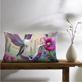2 Pcs Of Tropical Hummingbird Art Bedroom Satin Printed Soft And Skin Friendly Pillowcase Suitable For All Seasons (Option: 51x74cm-Purple)