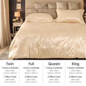 Luxurious Satin Microfiber Bedding Set Double-sided Jacquard Pattern, Italian Style Gold Ultra-shine Quilt Cover Three-piece Set, Super Soft King (Option: 263cmX229cm)