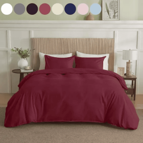 Serta Simply Clean Solid Duvet Cover King (Option: Red-King)
