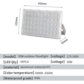 LED Floodlights, Outdoor Waterproof Industrial Workshops, Factory Buildings, Outdoor Lighting, Courtyards, Exploratory Streetlights, Ultra Bright And (Option: 50W)