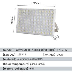 LED Floodlights, Outdoor Waterproof Industrial Workshops, Factory Buildings, Outdoor Lighting, Courtyards, Exploratory Streetlights, Ultra Bright And (Option: 100W)