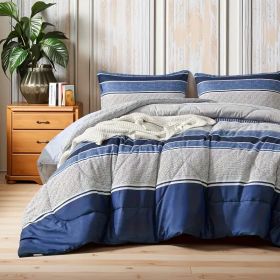 3pcs duvet cover set king (duvet cover*1+Pillowcase*2) Extremely diverse styles (Style: Blue&white stripes)